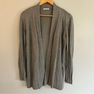 Milano Gray Open-Front Ribbed Hem Cardigan